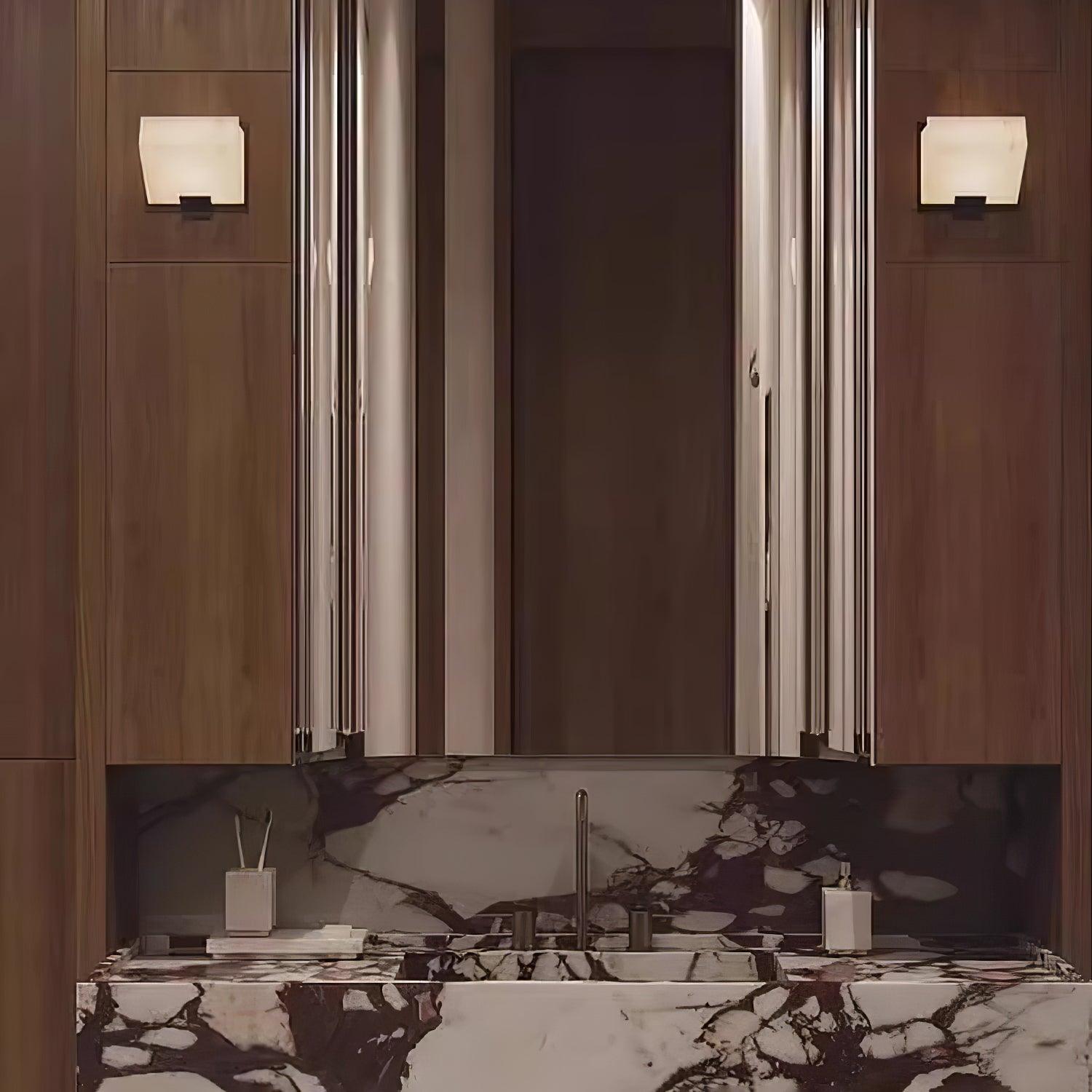 Block Alabaster Wall Sconce