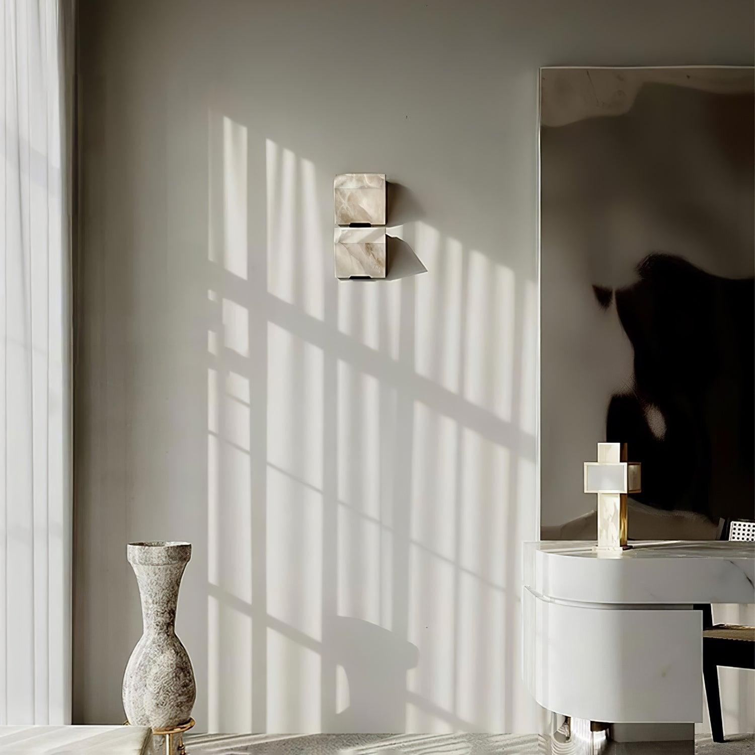 Block Alabaster Wall Sconce
