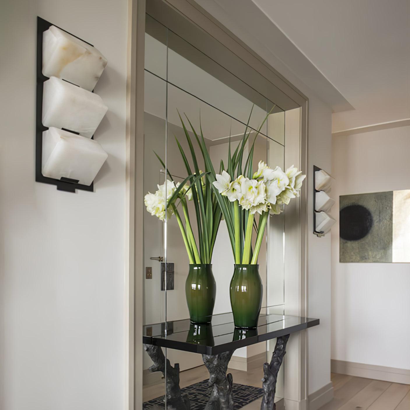 Block Alabaster Wall Sconce