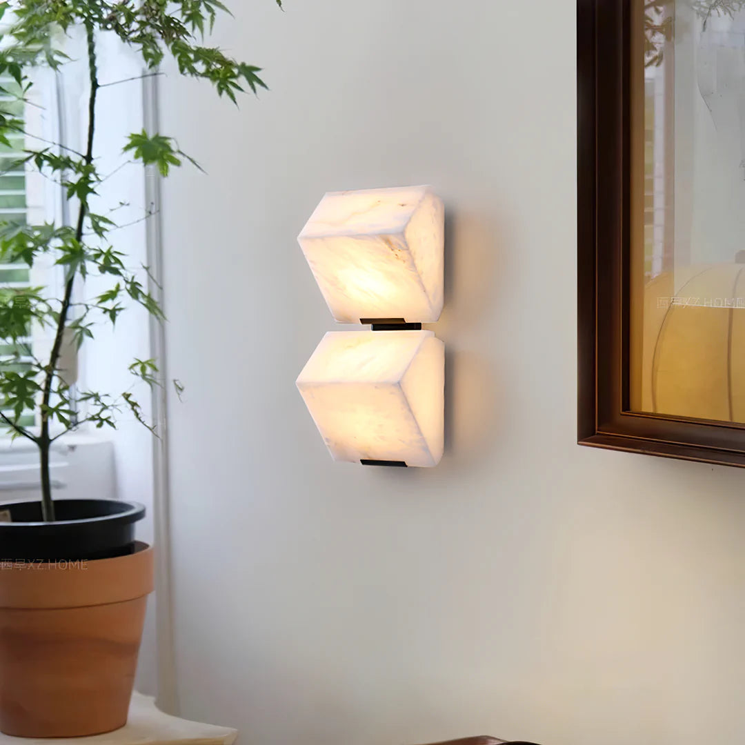 Block Alabaster Wall Sconce