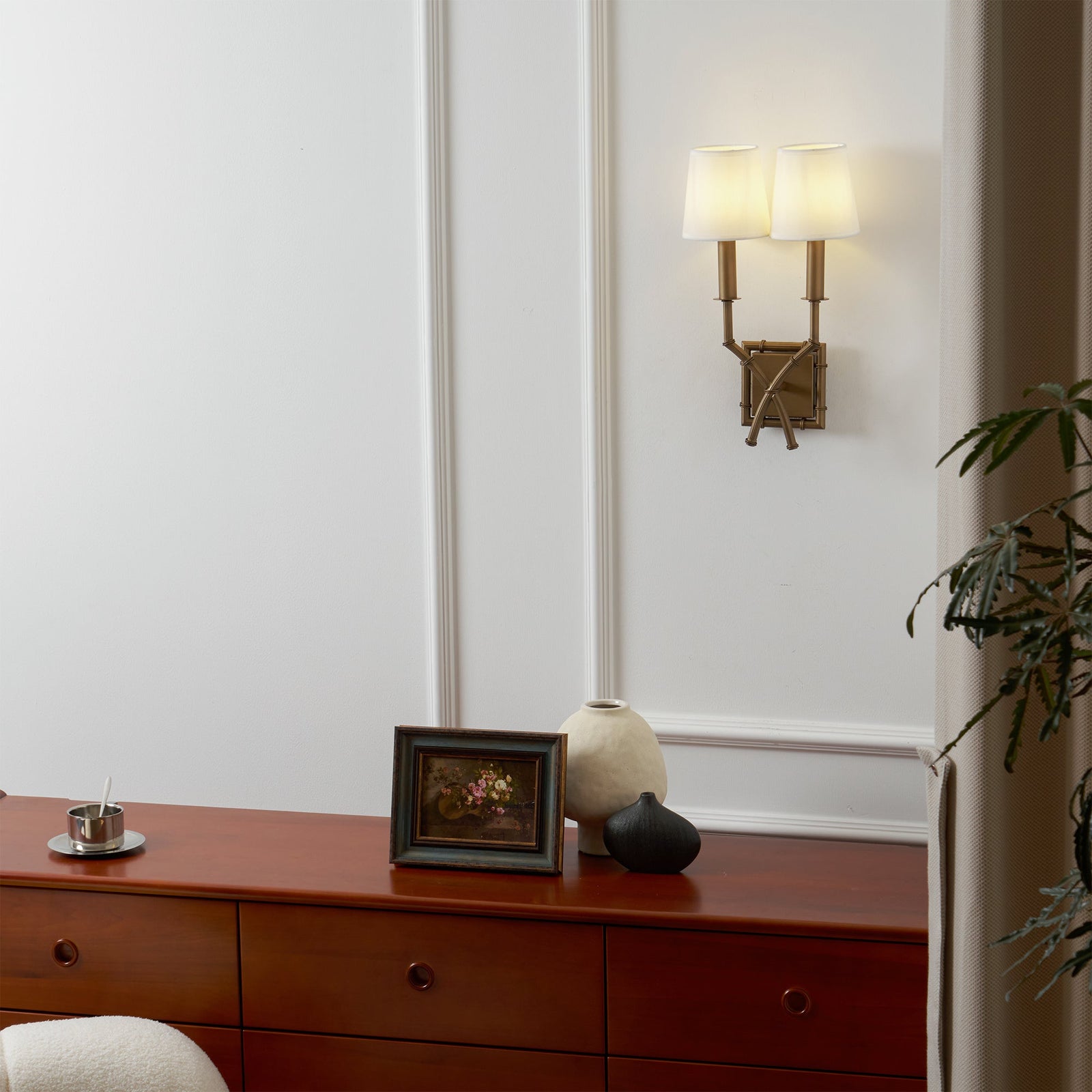Double Arm Bamboo Sconce