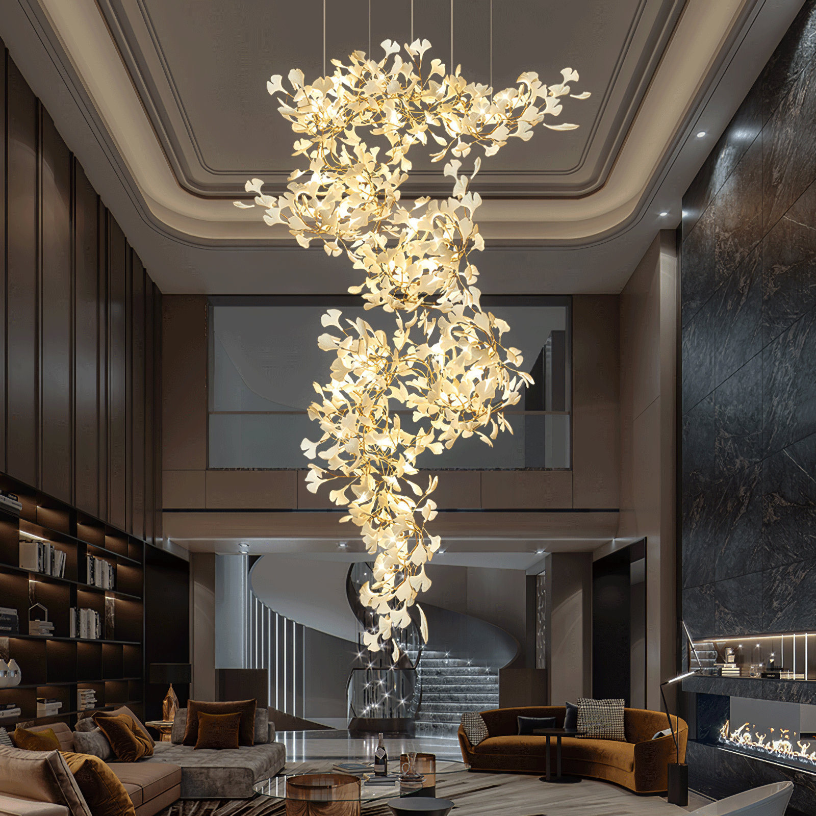 Carias Ceramic Ginkgo Chandelier Large