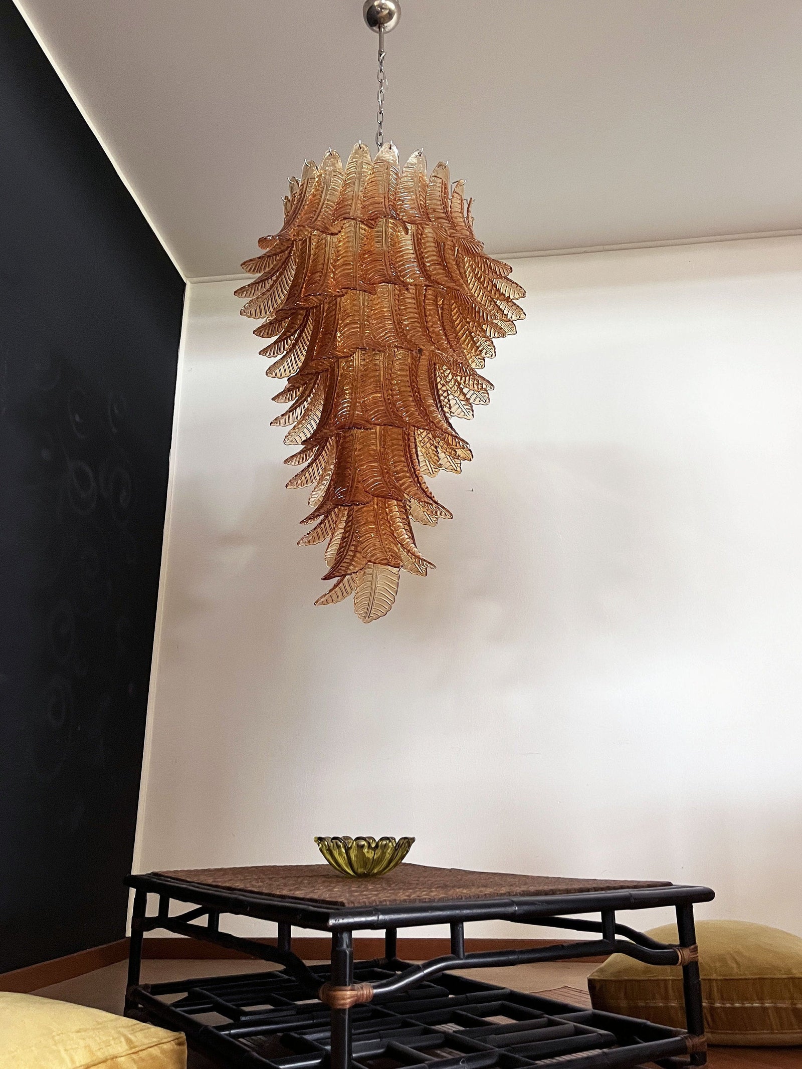 Huge Italian Murano Glass Spiral Chandelier