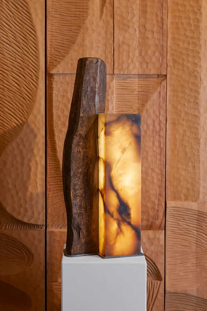 Ishigumi Alabaster and Basalt Table Lamp