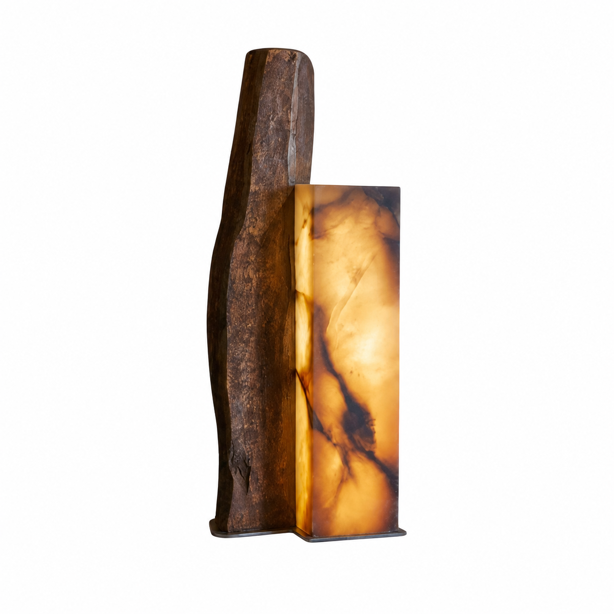 Ishigumi Alabaster and Basalt Table Lamp