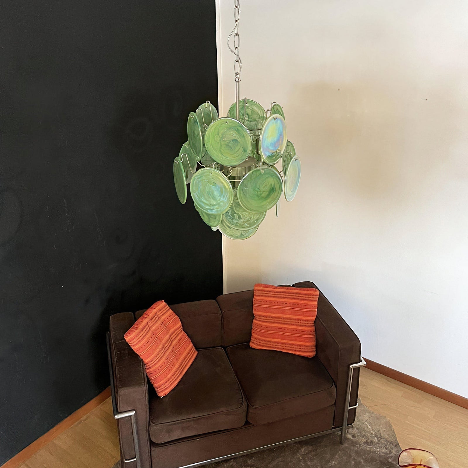 Murano Green Disc Chandelier 24