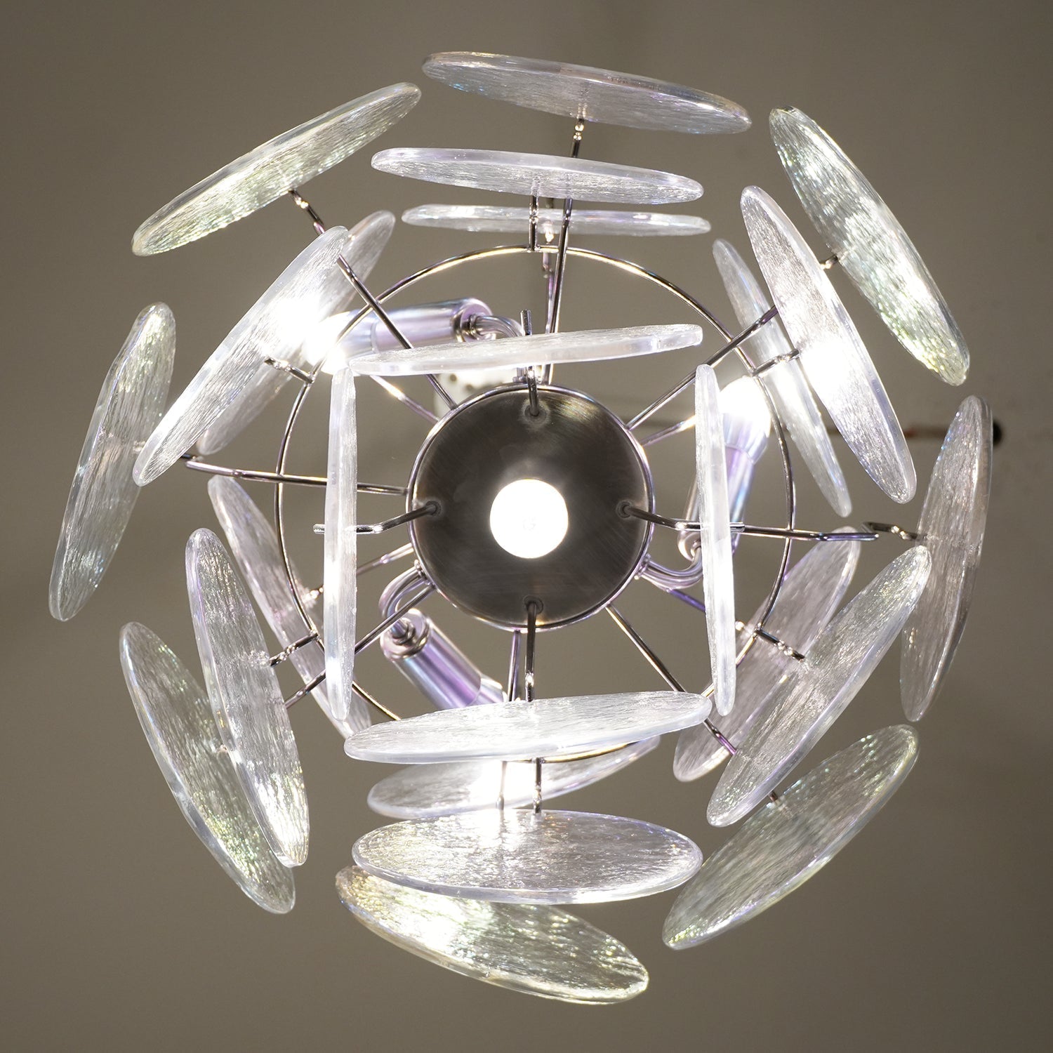Murano Iridescent Grit Disc Chandelier 24