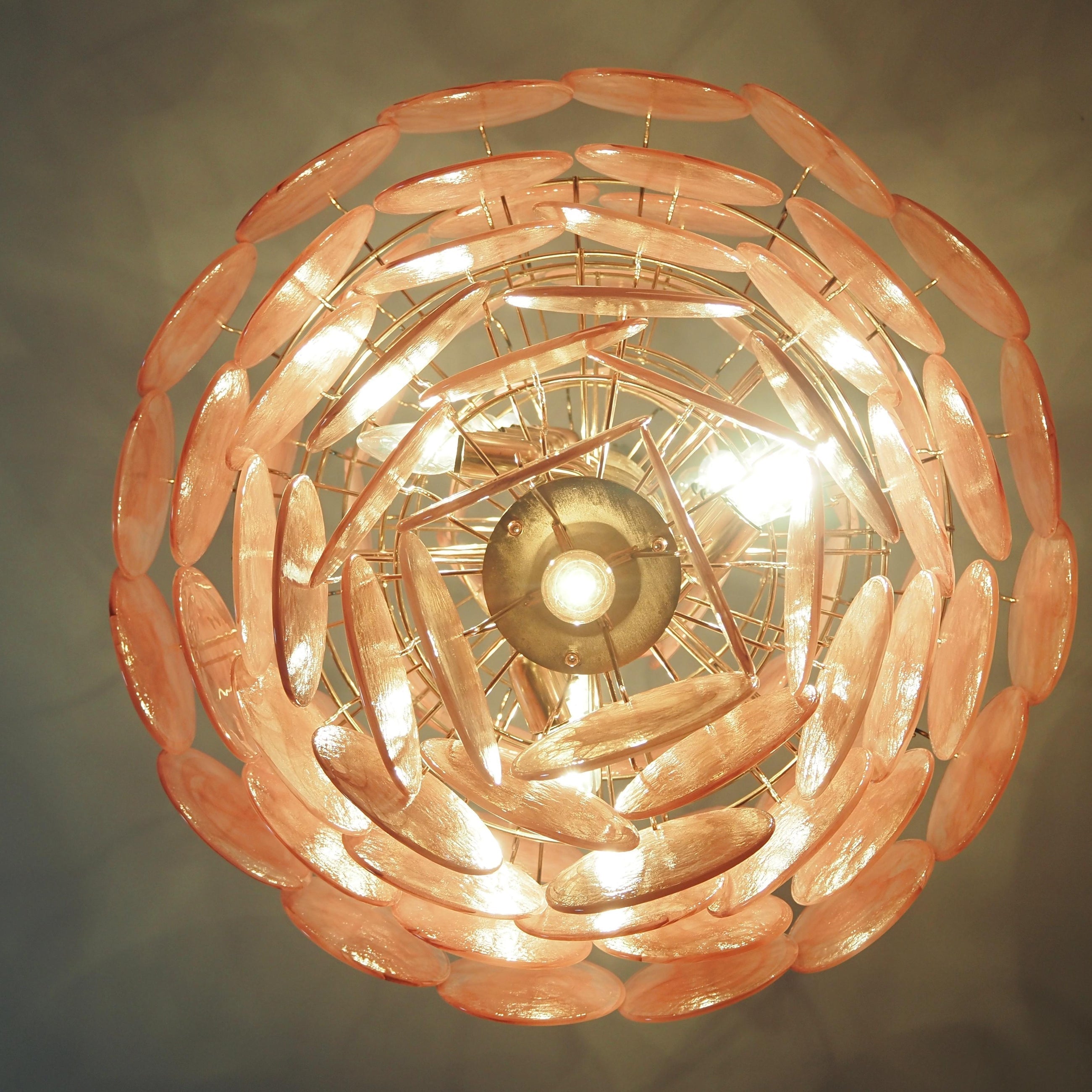 Murano Pink Disc Chandelier 87
