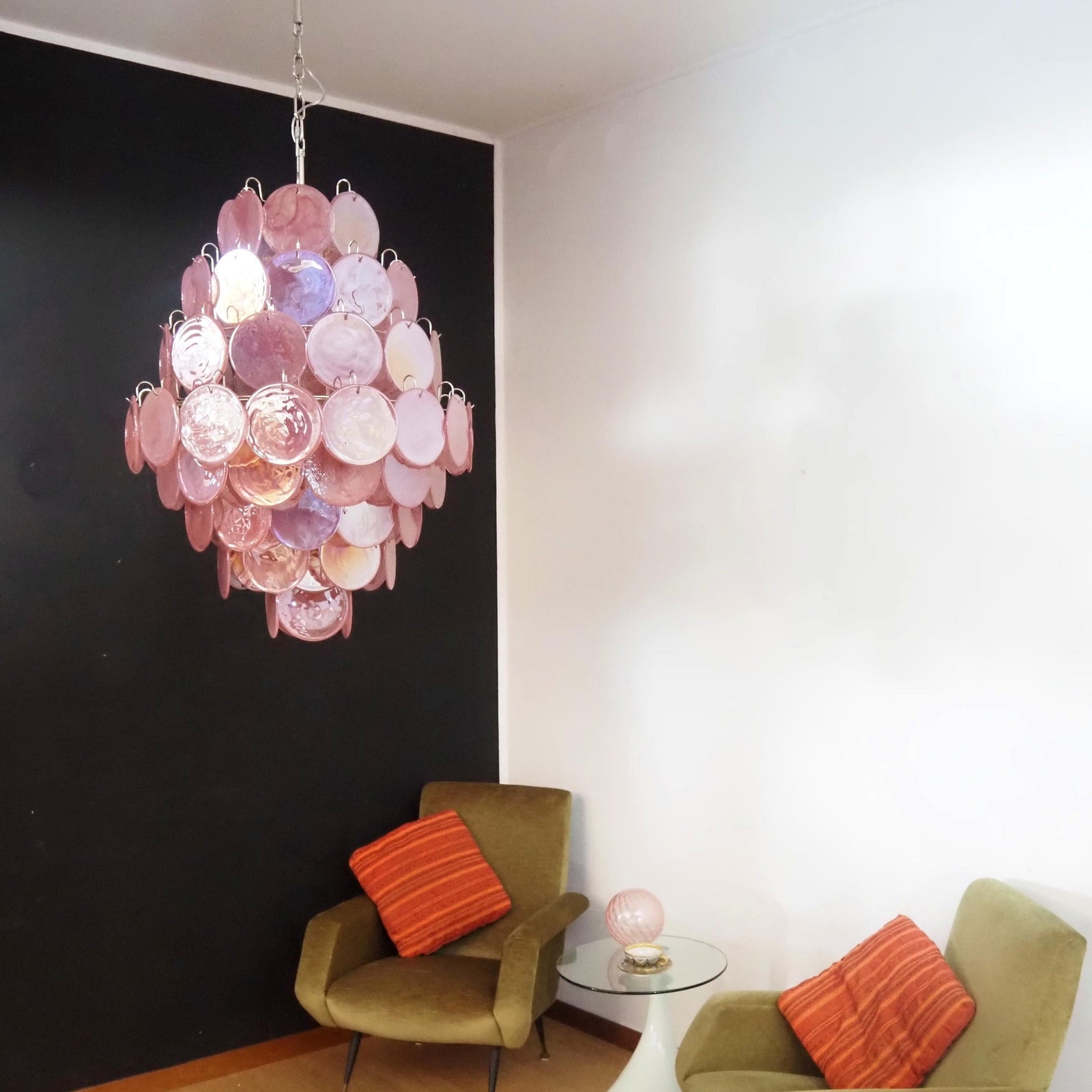 Murano Pink Disc Chandelier 87