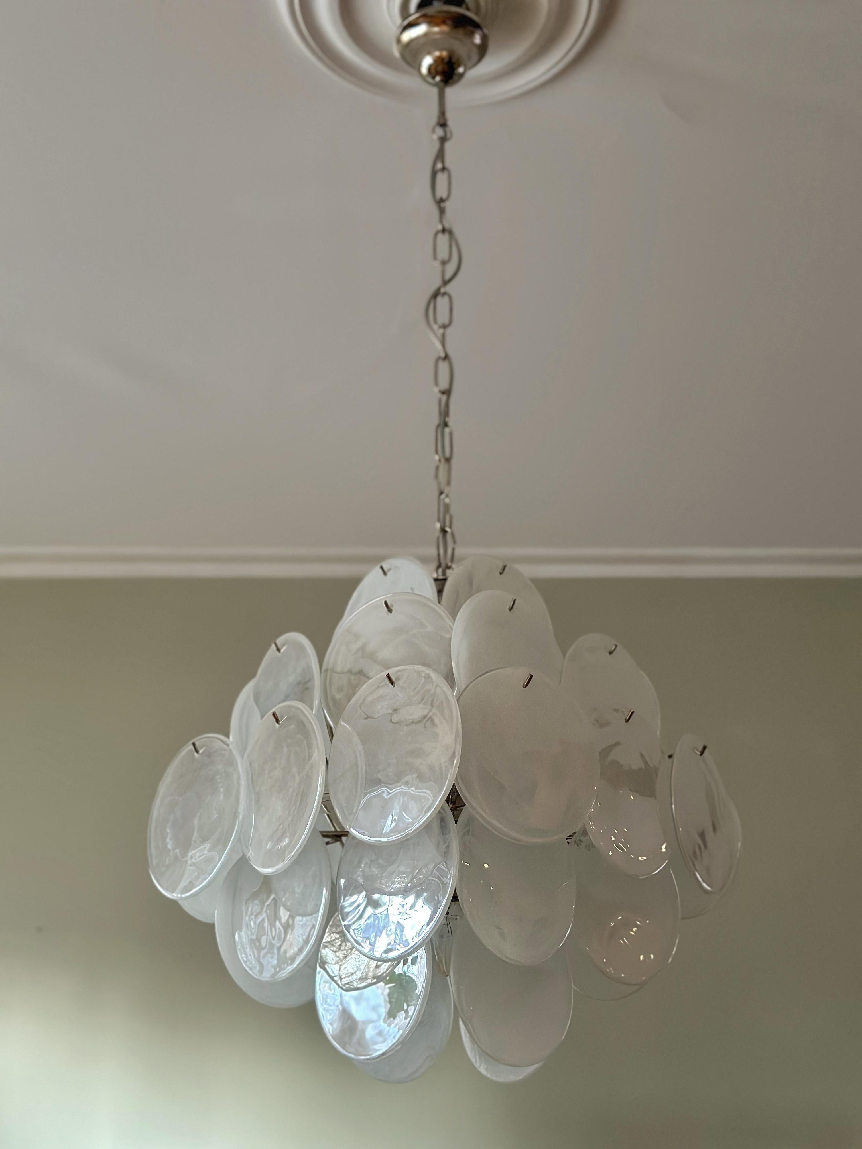 Murano White Disc Chandelier 36