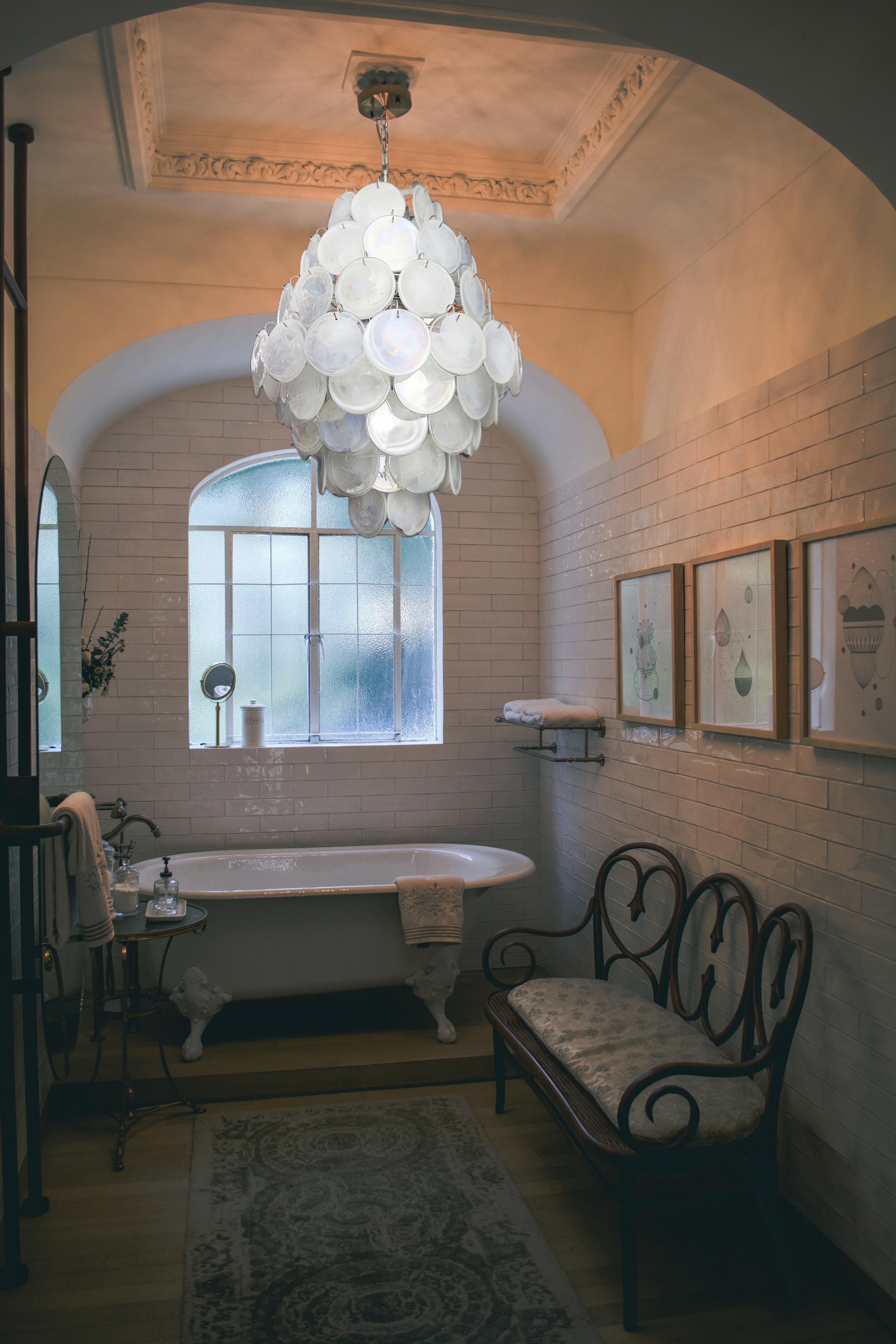Murano White Disc Chandelier 87