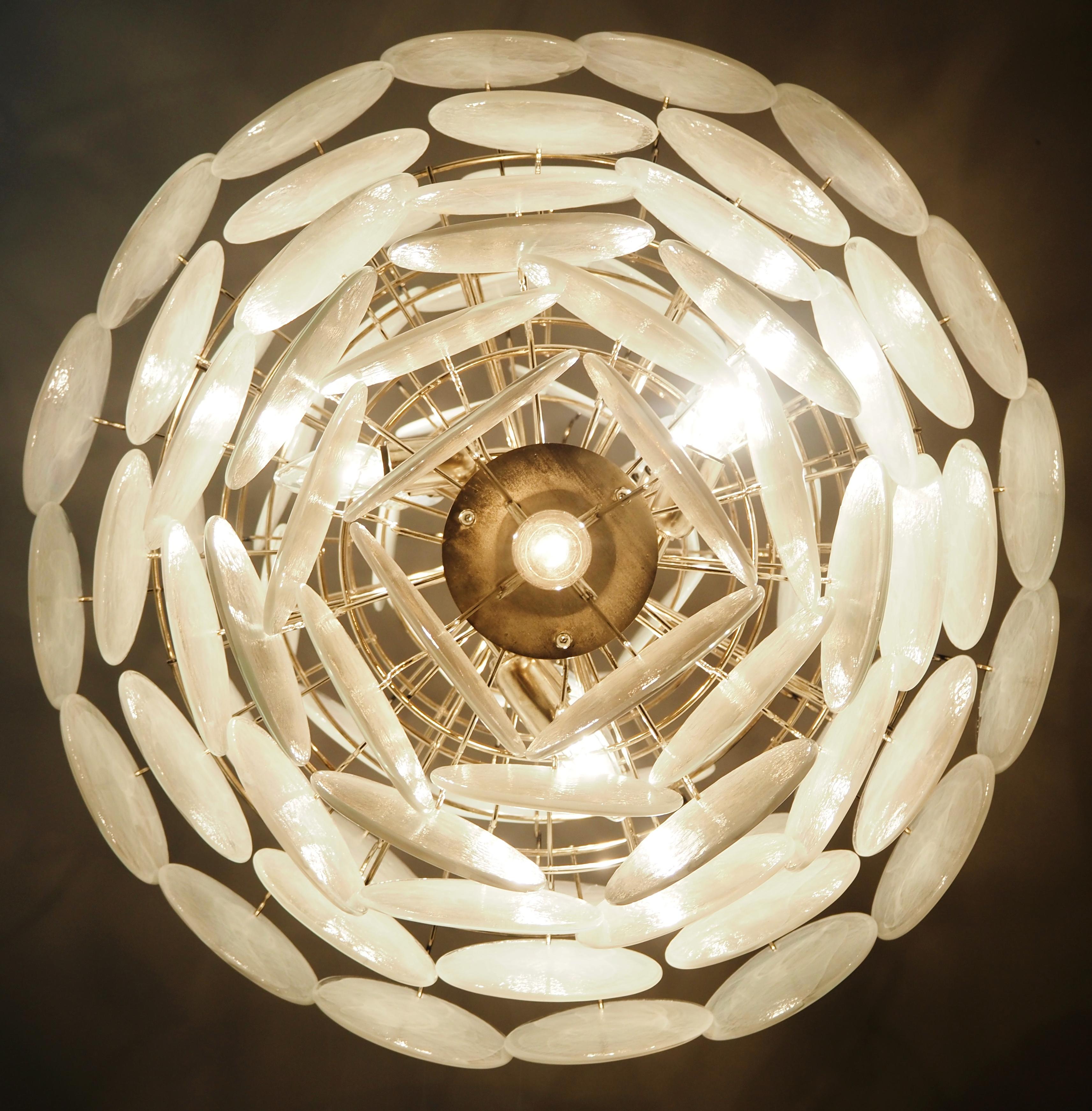 Murano White Disc Chandelier 87