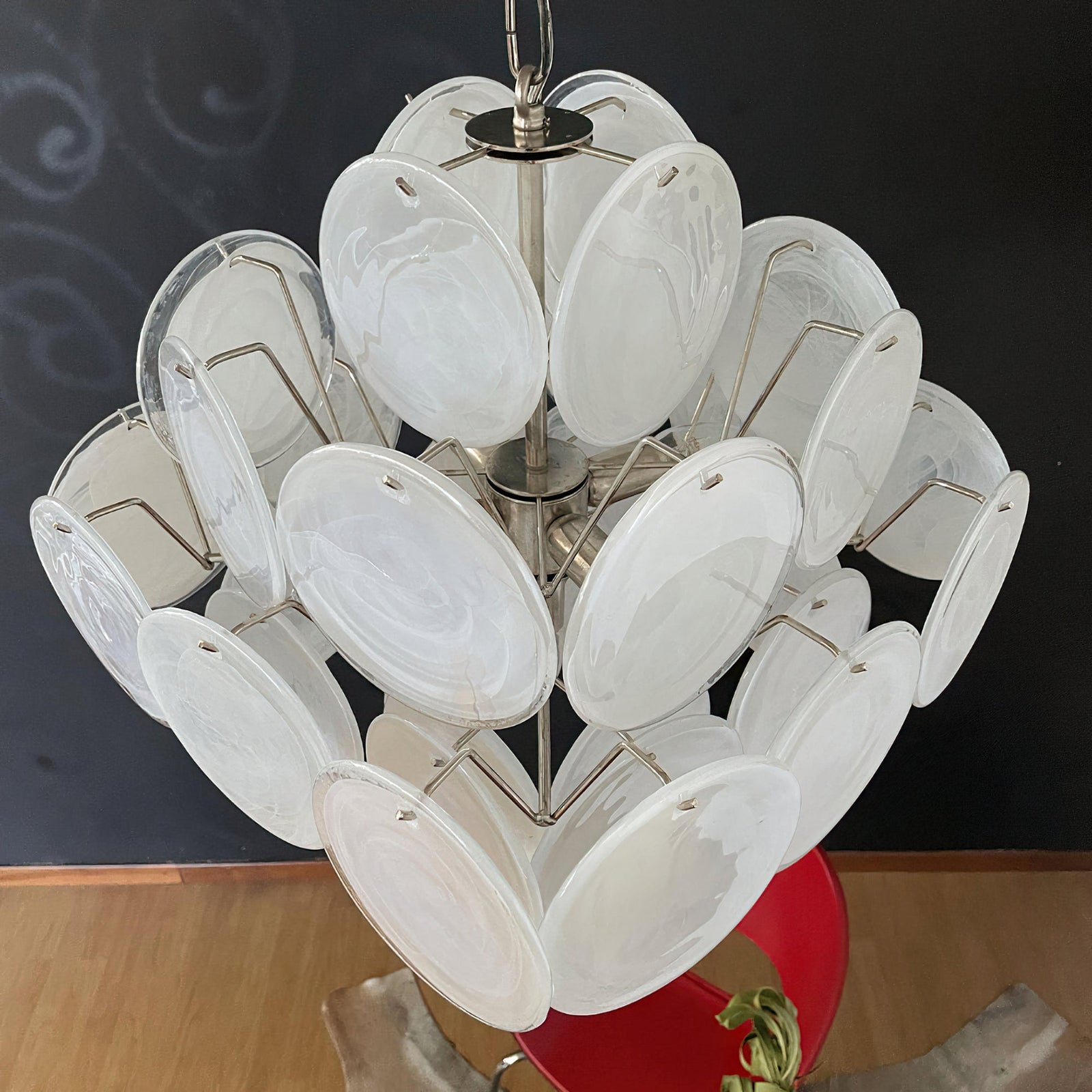 Murano White Disc Chandelier 36